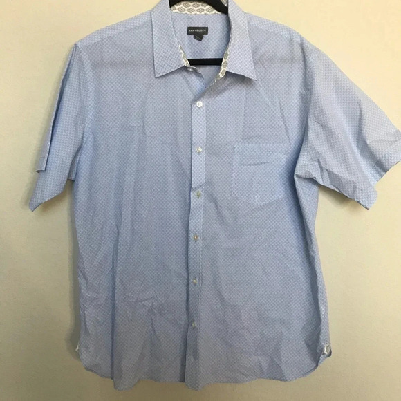 Men's Van Heusen Blue Patterned Button Up Shirt - Picture 1 of 4